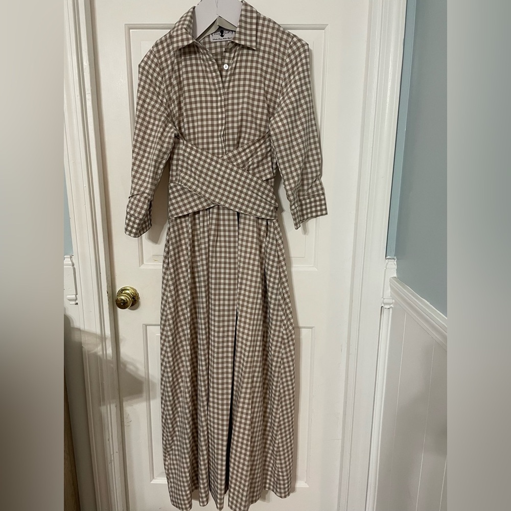 Dainty Jewells Brown Checkered Maxi Dress